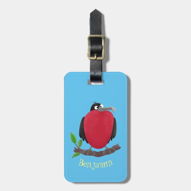 Funny magnificent frigate bird cartoon luggage tag (Front Vertical)