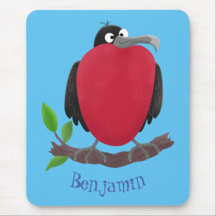 Funny magnificent frigate bird cartoon mouse mat