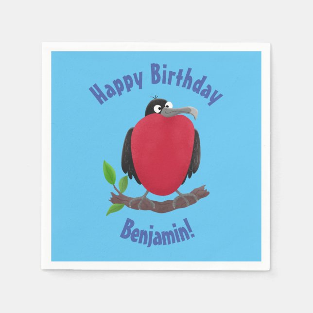 Funny magnificent frigate bird cartoon napkins (Front)
