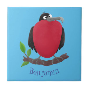 Funny magnificent frigate bird cartoon tile