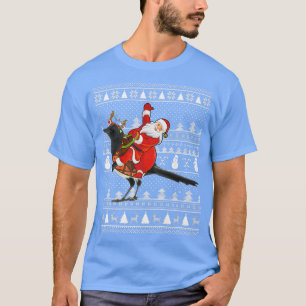 Funny Magpie Bird Lover Santa Riding Magpie Ugly C T-Shirt