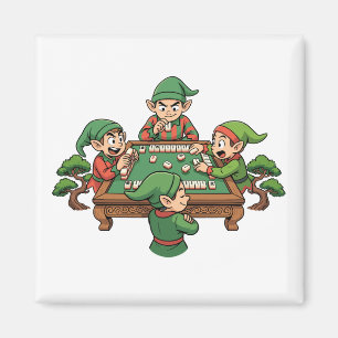 Funny Mahjong Christmas Gift Elves Chinese Game Magnet