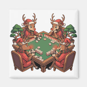 Funny Mahjong Christmas Gift Rudolph's Chinese Gam Magnet