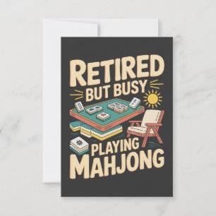 Funny Mahjong Retirement Retired But Busy Funny Thank You Card
