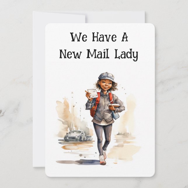 Funny Mail Lady Moving Announcement Cards (Front)