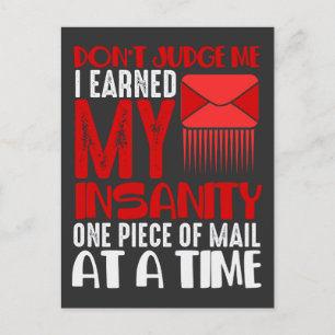 Funny Mailman Humour Insanity Mail Carrier Saying Postcard