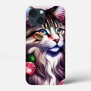 Funny Maine Coon Cat Face iPhone 13 Mini Case