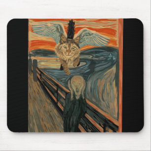 Funny Maine Coon Cat The Scream Mouse Mat