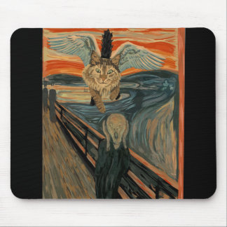Funny Maine Coon Cat The Scream Mouse Mat