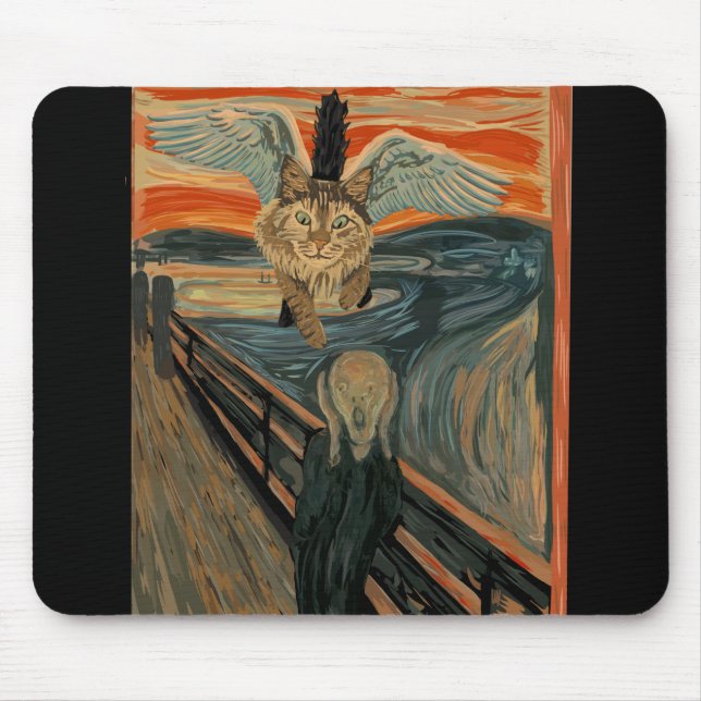 Funny Maine Coon Cat The Scream Mouse Mat (Front)