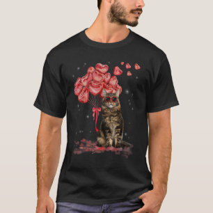 Funny Maine Coon Heart Valentines Day Cat Dad Mum T-Shirt