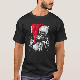 Funny Maine Coon Santa Christmas cat mom gift pres T-Shirt