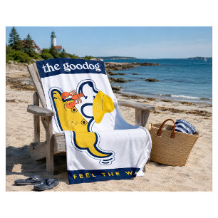 Funny Maine Lobster Dog Silhouette Beach Towel