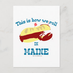 Funny Maine Lobster Roll Postcard