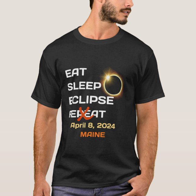 Funny Maine Total Solar Eclipse April 8 2024 Total T-Shirt (Front)