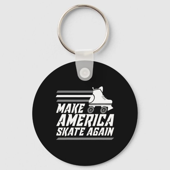 Funny Make America Skate Again Gift Roller Skater  Key Ring (Front)