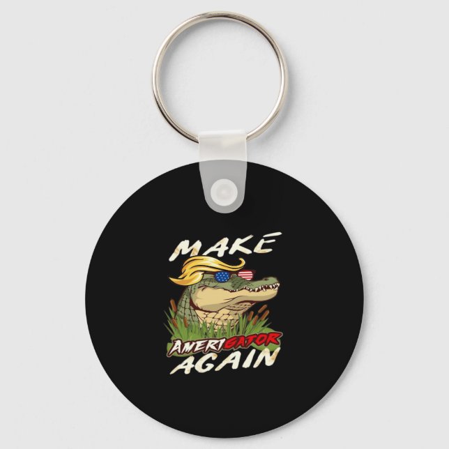 Funny Make Amerigator Again Donald Parody American Key Ring (Front)