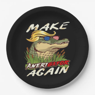 Funny Make Amerigator Again Donald Parody American Paper Plate