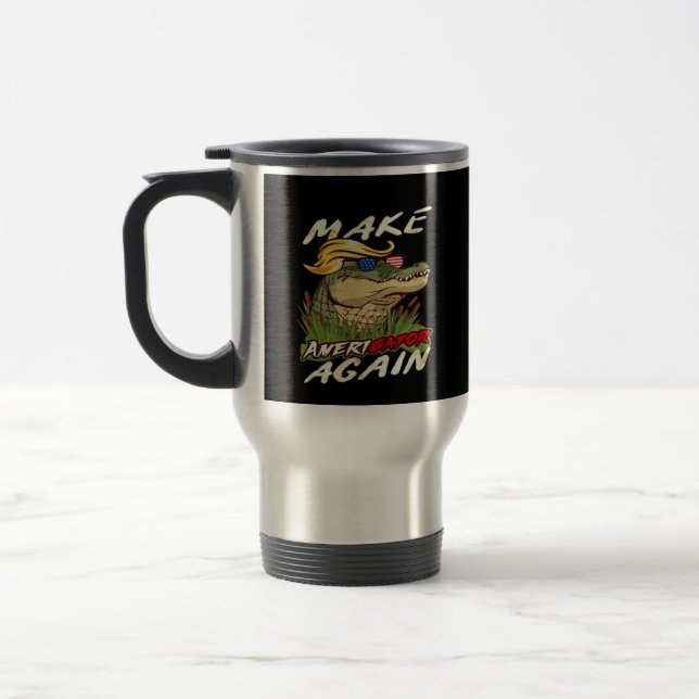Funny Make Amerigator Again Donald Parody American Travel Mug (Left)