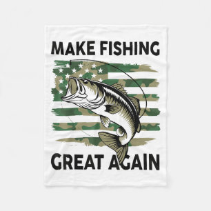 Funny Make Fishing Great Again Camo B Fish America Fleece Blanket