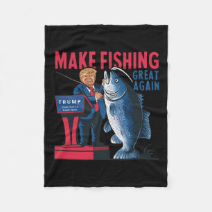 Funny Make Fishing Great Again Trump Fisherman Ang Fleece Blanket