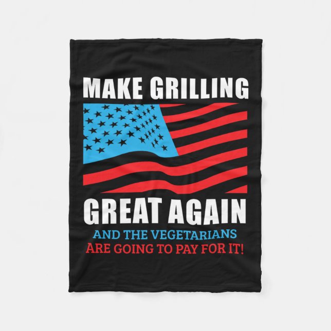 Funny Make Grilling Great Again Trump Bbq Pit Mast Fleece Blanket (Front)