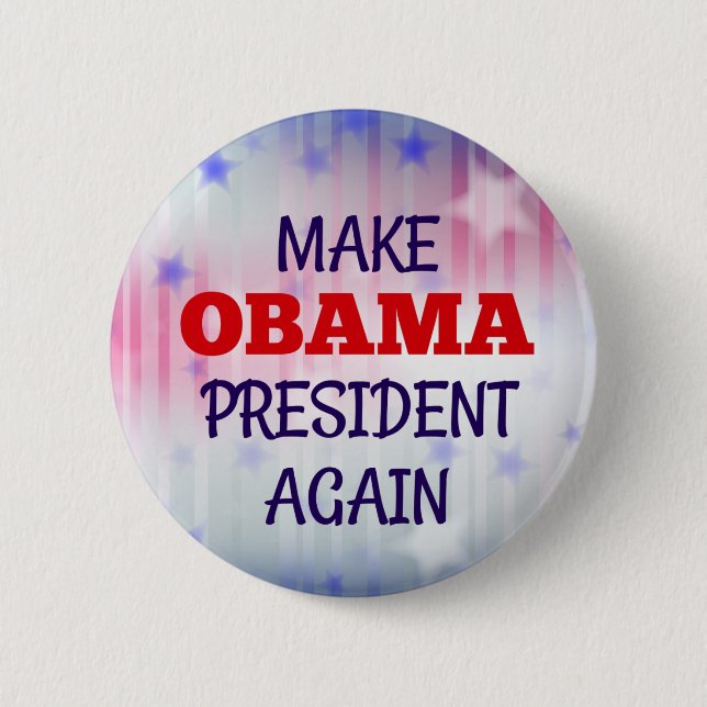Funny "Make Obama President Again" 6 Cm Round Badge (Front)