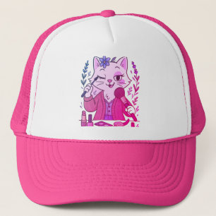 Funny Makeup Cat Hat - Cute Cartoon Cap