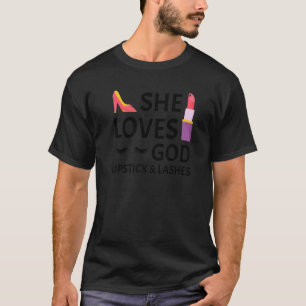 Funny Makeup Lipstick Art Girl Women Lashes & Lips T-Shirt