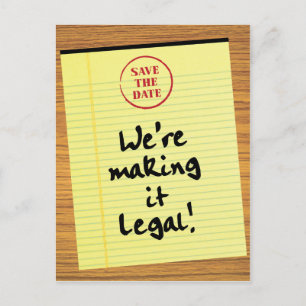 Funny Making It Legal Save the Date Announcement Postcard