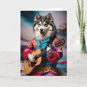 Funny Malamute Rock Star Card
