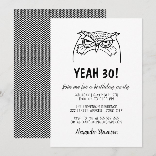 Funny Male 30th Birthday Invitation (Front/Back)