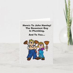 Funny Male and Female Plumbers Day Card