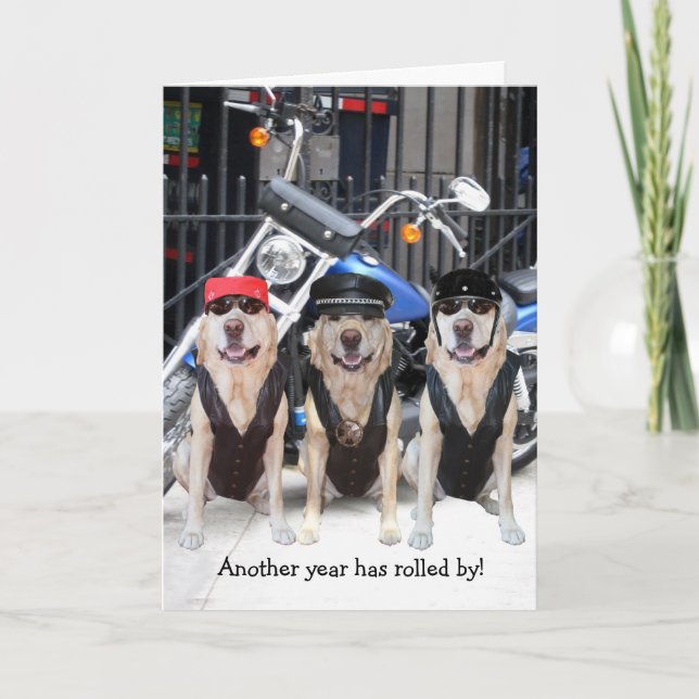 Funny Male Biker Lab Card (Front)