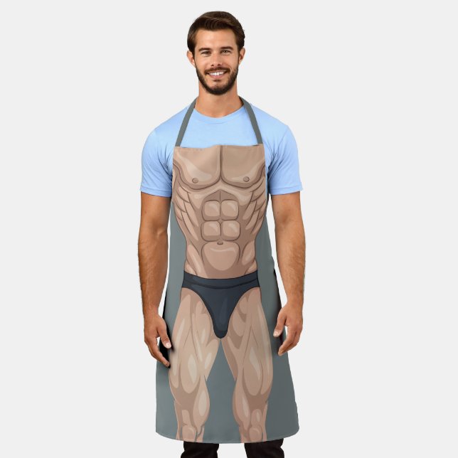 Funny Male Body Builder Apron (Worn)