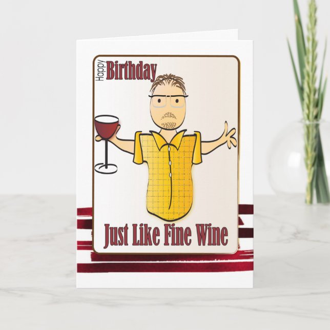 Funny Male Cartoon for Him Sweet Classy Birthday Card (Front)