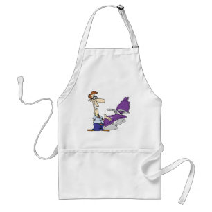 Funny Male Dentist and Purple Dental Chair Standard Apron