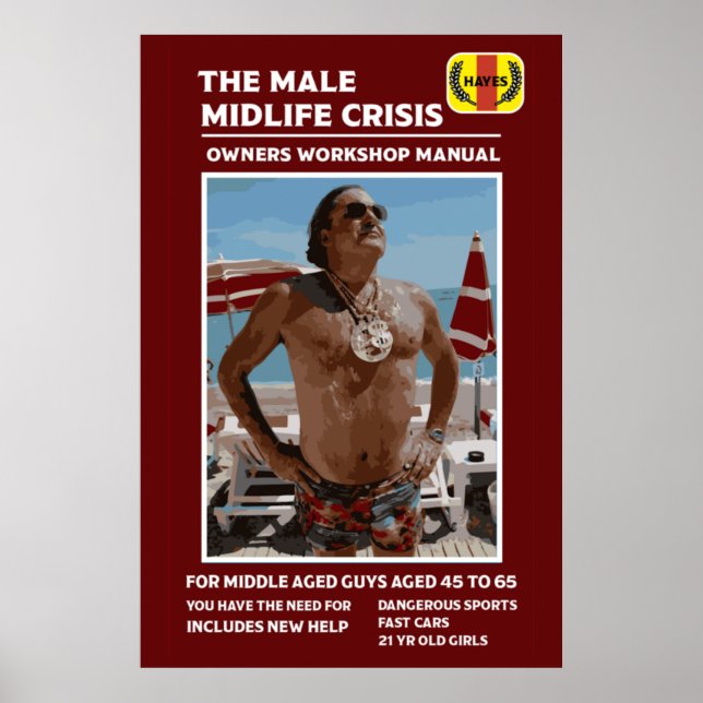 Funny Male Midlife Crisis Gifts Poster (Front)