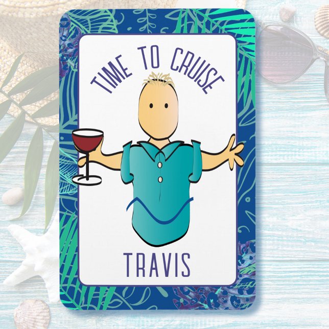 Funny Male Red Wine Cartoon Tropical Cruise Door  Magnet (Creator Uploaded)
