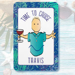 Funny Male Red Wine Cartoon Tropical Cruise Door  Magnet<br><div class="desc">This funny cartoon magnet for him is perfect for your door as you cruise or relax on a beach vacation. You can customise this magnet with your name and message! Look for my collection featuring men and women to mix and match magnets and other souvenirs to make your trip memorable...</div>