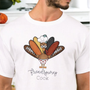 Funny Male Turkey Chef Friendsgiving Thanksgiving T-Shirt