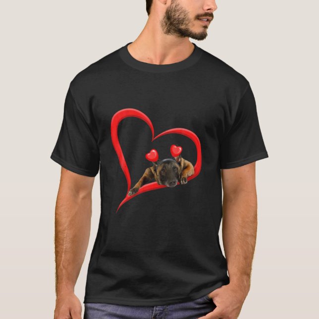Funny Malinois Dog Valentine Pet Puppy Dog Lover T-Shirt (Front)
