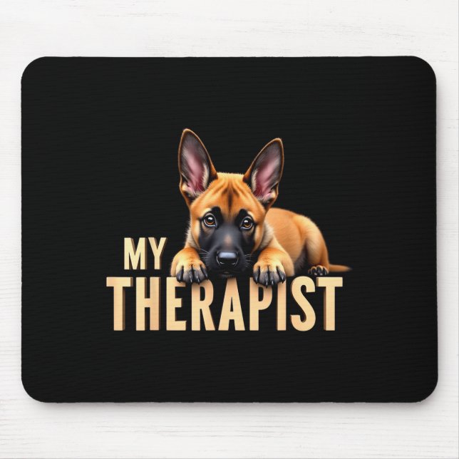 Funny Malinois Puppy My Therast Belgian Shepherd D Mouse Mat (Front)