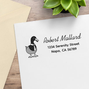 Funny Mallard Duck Collar Necktie Return Address Rubber Stamp