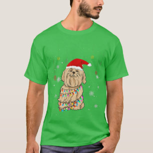Funny Maltese Dog Santa Hat Christmas Lights Cute T-Shirt