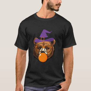 Funny Mama Bear Blowing Orange Bubble Gum Hallowee T-Shirt