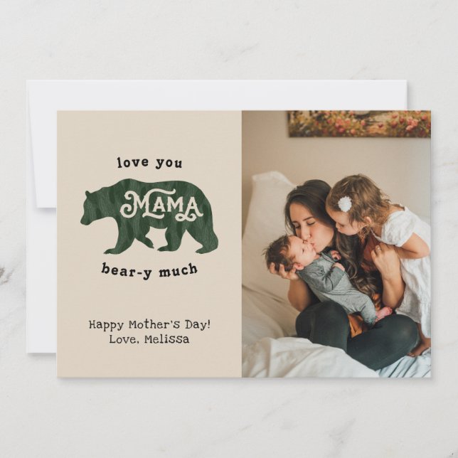Funny Mama Bear Mother's Day Custom Photo Holiday Card (Front)