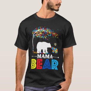 Funny Mama Bear Support Autistic Autism Mum Autism T-Shirt