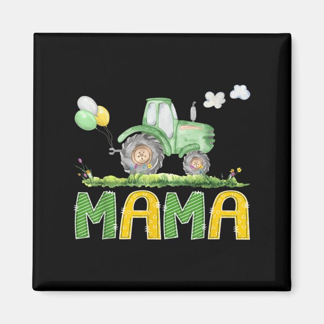 Funny Mama Birthday Boy Tractor Farm Truck Matchin Magnet (Front)