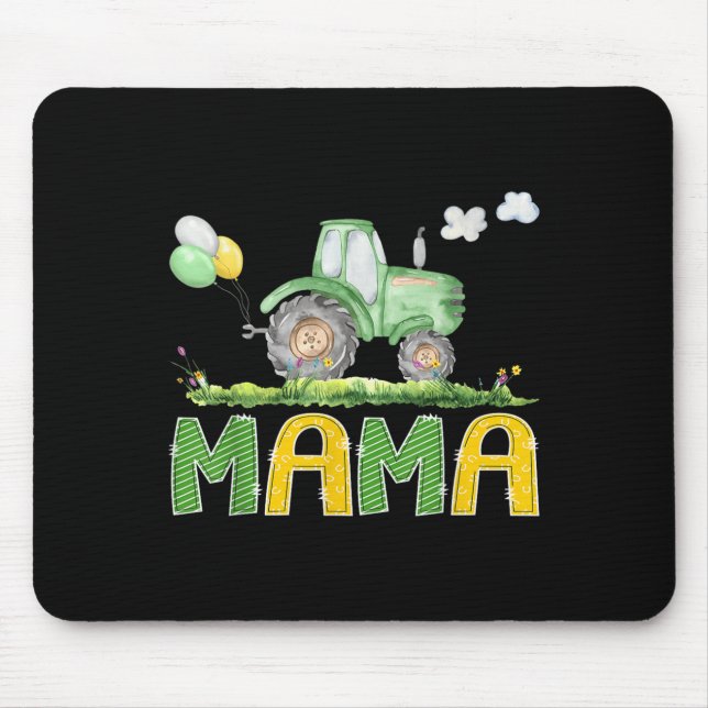 Funny Mama Birthday Boy Tractor Farm Truck Matchin Mouse Mat (Front)